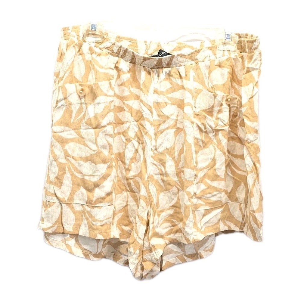 Torrid Beige Floral Pull On Shorts Pockets Coastal Resort Summer Vacation sz 1